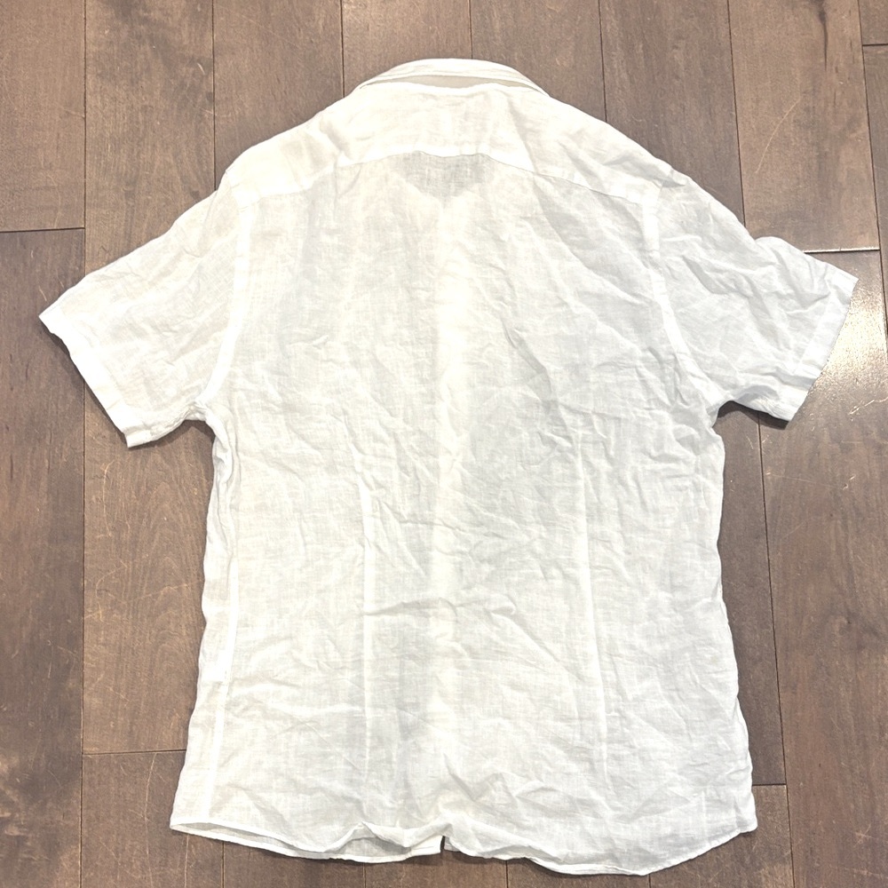 Reiss Men's Linen White Casual Button Down Shirt - Picture 3 of 4